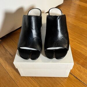 Maison Martin Margiela Black Leather Tabi Mules